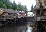 Alaska Trip; - Ketchikan - Wildlife Tour - Creek Street - The tour ended at Creek Street. Physically it is a boardwalk perched on pilings along the banks of Ketchikan Creek. Historically it is a former Red Light District where "both men and salmon swam upstream to spawn". Now it consists of a locally owned tourist shops, museums and galleries. The best known of the buildings is Dolly's House, paying tribute to the city's most celebrated hooker, Dolly Arthur. It is the pastel green house across the creek at the far end. At the end of the boardwalk is "The Married Man’s Trail" which provided patrons a quick exit to avoid hefty fines for being caught at one of the brothels during one of the frequent police raids on the brothels. Alaska Trip; - Ketchikan - Wildlife Tour - Creek Street